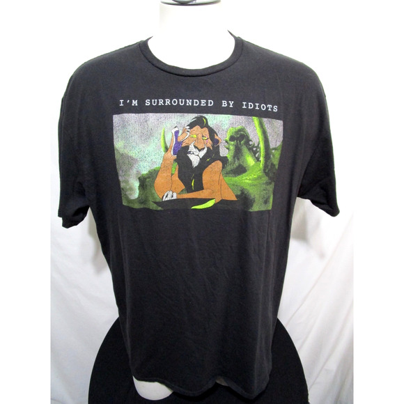 Disney Lion King Scar I'm Surrounded by Idiots Black T-Shirt Men 2XL - Picture 2 of 7